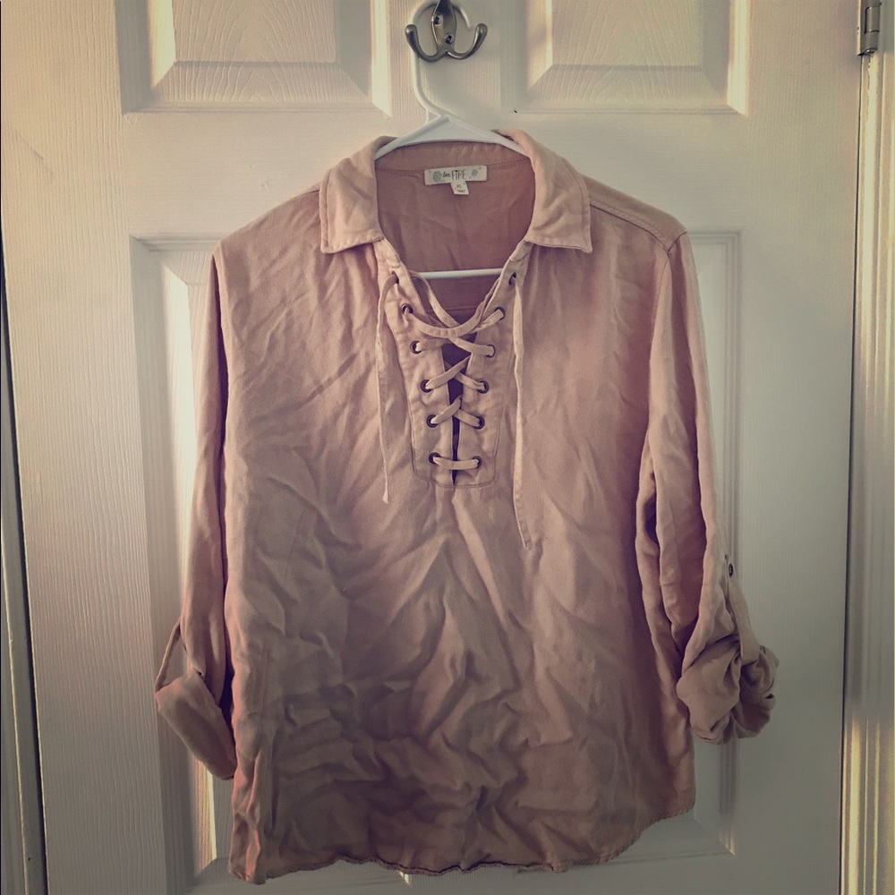🛍Pale pink casual long sleeve shirt